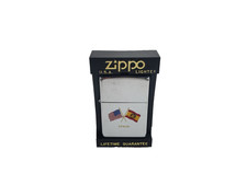 Vintage Zippo Lighter US Spain Crossed Flags Military Unfired In Box Orange Seal picture
