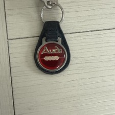 Vintage Leather Fob Keychain Automobile Maker - Audi Red picture
