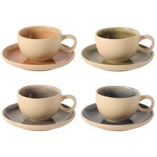 Gibson Elite Manila Bay 8-Piece Stoneware 5 oz Cup and Saucer Set, Reactive G... picture