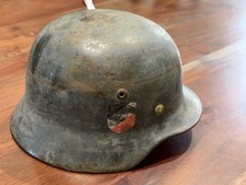 German WW2 Original M42 Steel Helmet, Gray, Partial Decal picture