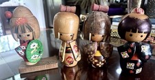 4 Vintage Japanese Creative Sosaku Kokeshi Dolls Lot Tomio Ishida Usaburo Signed picture