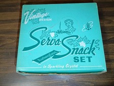 Vintage Anchor Hocking 8 Pc Vintage Design in Sparkling Crystal Serva-Snack Set picture