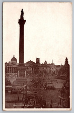 London England, Trafalgar Square Nelson Column~Vehicles~Vintage UK RPPC Postcard picture