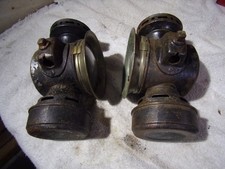 Pair Antique 1914 Dietz Eureka Red Light Car Carriage Lantern Kerosene Oil Lamps picture