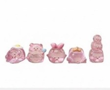 Miniature Pigs Piglets Set of Vintage Tiny Pigs Glass Pink picture