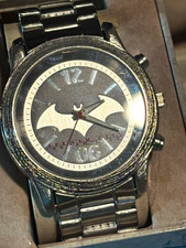 Accutime Batman Arkham City Officially Licensed Quartz Watch 45mm SS Bracelet picture