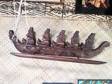 New 5’ Easter Island Moai Style Canoe / Towel Holder  Tiki bar Decor Oceanic picture