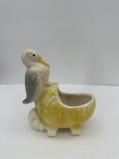 Stork & Baby Bassinet Vintage Royal Copley Heavy Ceramic Planter Shower Gift picture