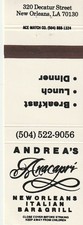 MATCHBOOK COVER - ANDREA'S ANACAPRI ITALIAN BAR & GRILLE - NEW ORLEANS LOUISIANA picture
