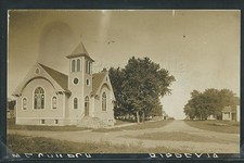 IA Rippey RPPC 1908 M.E. CHURCH & STREET SCENE Methodist Episcopal picture