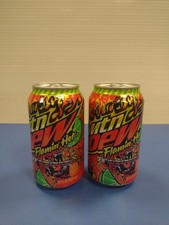 2 PACK Rare NEW Limited Edition Mountain Dew Flaming Hot Soda 2022 12oz Can picture