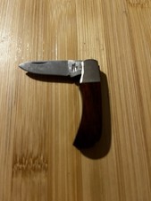 Vintage 1970s Parker USA Folding Pocket Knife Wood Handle Single Blade Collector picture