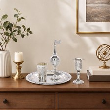 Retro 4Pcs Wine Decor Set:Tray,Blessing Cup,Candle Holder,Spice Box for Festival picture