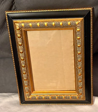 VTG 1990's ANTIQUE GOLD GILT & BLACK TRIM WOOD Picture Frame-for 5 X 7 photo-EUC picture