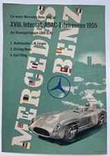 Poster Mercedes 1955 original victory poster Eifelrennen 28th ADAC Fangio Liska picture