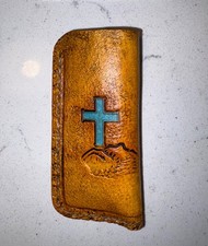 Leather EDC pocket knife slip pouch case sheath fits 3-4 inch folding knives picture