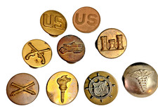 WWII US Army Enlisted Collar Pins - Armor & Tank MP Medical Engineers Lot of 9 picture