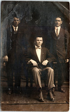 Vintage Postcard RPPC Three Young Men Formal Portrait Photograph picture