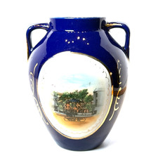 PORTLAND -Longfellows -  MAINE ME Antique Souvenir China TRINKET COBALT VASE picture