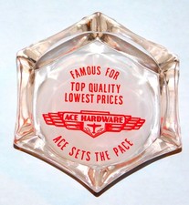 1960s ACE HARDWARE STORE 6 Sided Hexagon Advertising Ashtray (EX++) picture