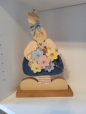 Vintage Handcrafted Wooden Rabbit Bunny Spring Bouquet Easter Decor  picture
