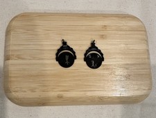 Antique LUX Free Mason Masonic Spinning Fob Pendants Damascene Black Finish pair picture