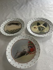 Vintage 1986 Lowell Herrero Cat Plates – Set of 3 – Vandor Japan picture