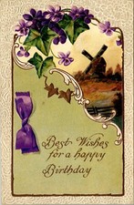 Best Wishes Birthday Greetings Postcard Vintage Card View Embossed c1910 picture