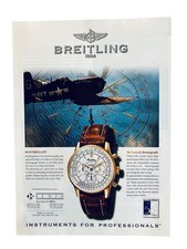 Vtg Breitling Watch Print Ad Navy Fighter Plane Mechanical Chronograph 8x11 inch picture
