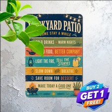 Gather Family And Friends Sign Backyard Patio Porch Tin Metal Plaque 8x12 picture