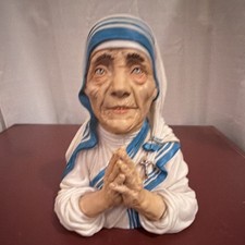 Vintage NENO Italy 1997 Mother Teresa Devotional Bust Statue Glass Eyes 6