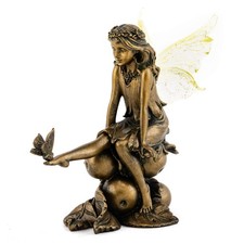 Top Collection Fairy with Butterfly on Foot Statue Bronze Finish 4-Inch Figurine picture
