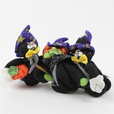 Lot of 3 Delton Product Corp Halloween Collectibles Witch 2 Black Cats picture