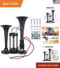 Air Horn Dual Trumpet,Electric Train Horn Set,Super Loud 150dB 12V picture