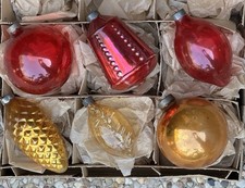 VTG Corning US Of A Beaded Lantern Pinecone Teardrop Unsilvered Tinsel Ornament picture