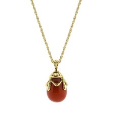 1928 Jewelry Carnelian Egg Pendant Necklace, 30