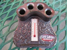 Vintage Life Savers Five Flavor Advertising Desk Top Pen Holder Thermometer picture