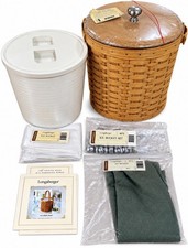 Vintage 2003 Longaberger Ice Bucket Basket w/ Lid & Insulated Protector picture