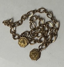 VTG New England Bell System Telegraph Telephone Award 10k Gold Chain Charms 17g picture