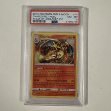 Pokemon 2019 Sun & Moon Team Up 14/181 Cracked Ice Holo Rare Charizard PSA 8 picture