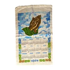 Vintage 1974 Cloth Wall Hanging Praying Hands Image picture