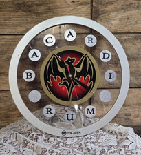 VTG 1970's Bacardi Rum Bat Logo Glass Mirror Clock Bar Sign WORKS picture
