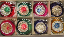 Lot Vintage Glass Feather Tree 45mm Indent Embossed FLOWER BALL Ornaments Japan picture