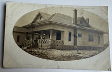 c1910 RPPC Oval Frame House Architecture Craftsman Bungalow Postcard Real Photo picture