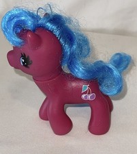 Vintage Little Pony 3.5” Pink Unicorn Cherry Design Blue Hair Horn picture