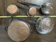 Antique Primitive 1800s Cooking Pots And Pans. Civil War Era. Lot of 5. picture