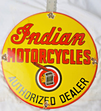VINTAGE INDIAN MOTORCYCLES PORCELAIN SIGN PUMP PLATE GAS STATION OIL picture