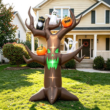 Halloween Inflatable Tree 9 Ft Pumpkin Ghost Owl Built-In LED Lights Yard Decor picture