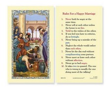 Wedding At Cana Prayer Card Laminated Holy Card Rules For Happy Marriage picture