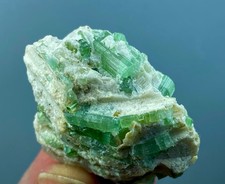 natural green crystal mineral specimen on white matrix display 224 CT. Afghan picture